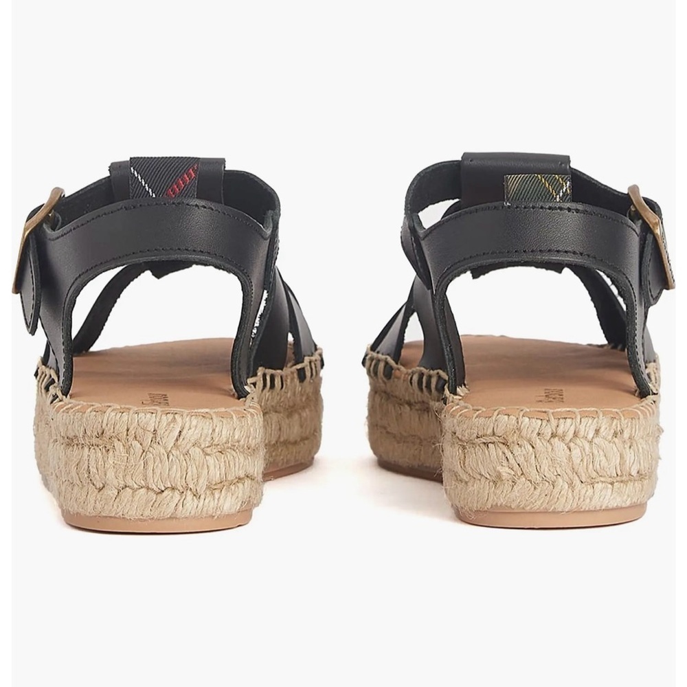 NIB Barbour Paloma Espadrille Platform Fisherman Sandal Sz 39 EU / 8 US Black - Picture 5 of 15